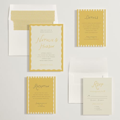This is a banana wedding invitations with standard by Pixel and Hank called lovers printing on signature in standard