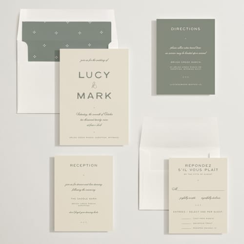 This is a sagebrush wedding invitations with standard by Ani Somi called rose ink printing on signature in standard