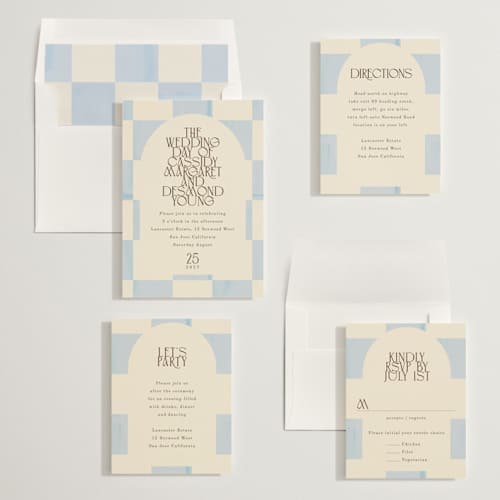 This is a ivory wedding invitations with standard by Baumbirdy called checker wash printing on signature in standard