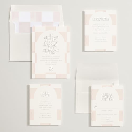 This is a cloud wedding invitations with standard by Baumbirdy called checker wash printing on signature in standard