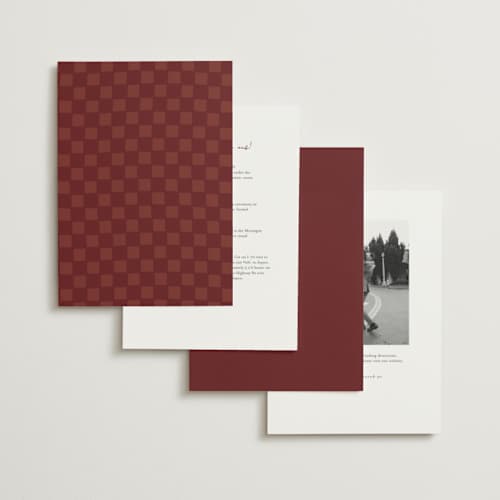 This is a burgundy wedding invitations with standard by Ani Somi called ballpoint suite printing on signature in standard