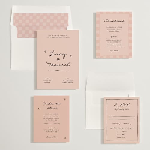 This is a blush wedding invitations with standard by Ani Somi called ballpoint suite printing on signature in standard