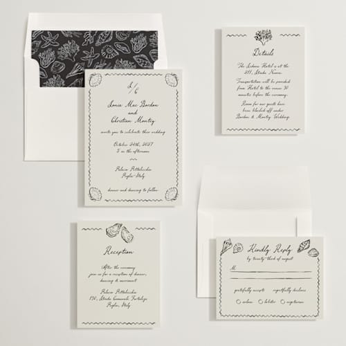 This is a rock wedding invitations with standard by Pati Cascino called puglia printing on signature in standard