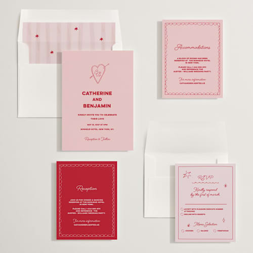 This is a cherry wedding invitations with standard by Helena Vitto called crazy little thing called love printing on signature in standard