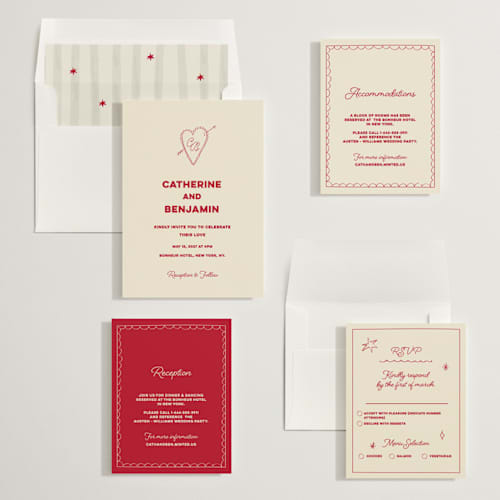 This is a strawberry wedding invitations with standard by Helena Vitto called crazy little thing called love printing on signature in standard