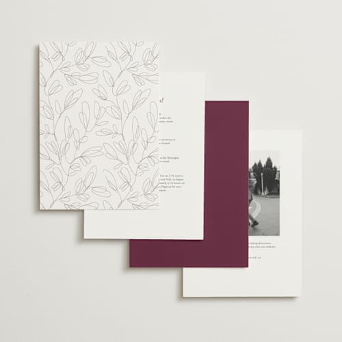 This is a bordeaux wedding invitations with standard by Erica Krystek called modern monogram printing on signature in standard