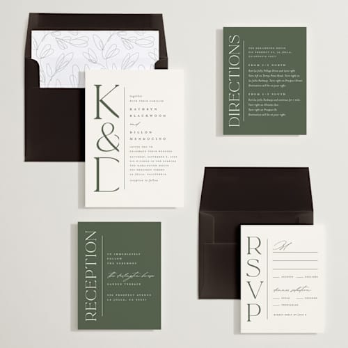 This is a gardenia wedding invitations with standard by Erica Krystek called modern monogram printing on signature in standard
