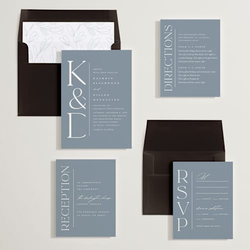 This is a hydrangea wedding invitations with standard by Erica Krystek called modern monogram printing on signature in standard
