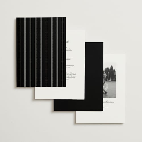 This is a black tie wedding invitations with standard by Hooray Creative called scripted names printing on signature in standard