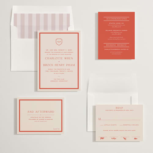 This is a verona sunset wedding invitations with standard by Megan Davis called racquet printing on signature in standard