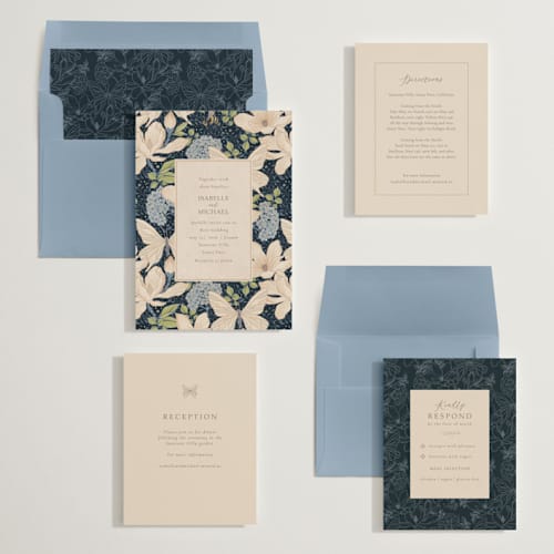 This is a sky wedding invitations with standard by Sabrin Deirani called magnolias printing on signature in standard