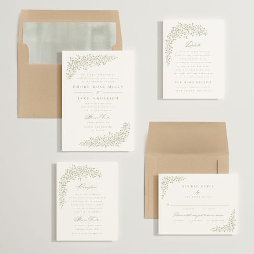 This is a leaf wedding invitations with standard by Kristie Kern called villa printing on signature in standard