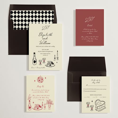 This is a champagne wedding invitations with standard by Helena Vitto called vintage lovers printing on signature in standard