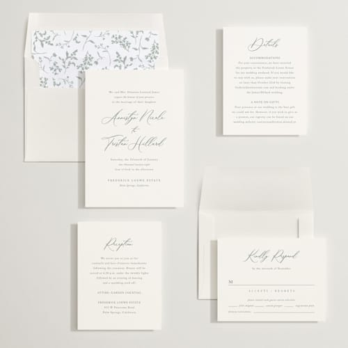 This is a eucalyptus wedding invitations with standard by Jennifer Postorino called love story printing on signature in standard