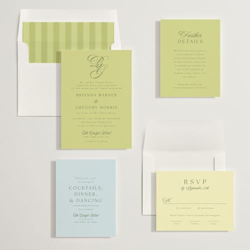 This is a chartreuse wedding invitations with standard by Everett Paper Goods called carlyle printing on signature in standard