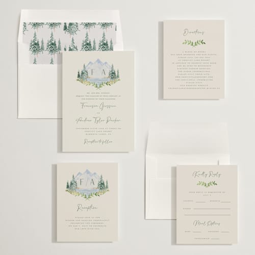 This is a summer wedding invitations with standard by Petra Kern called miniature mountainscape printing on signature in standard