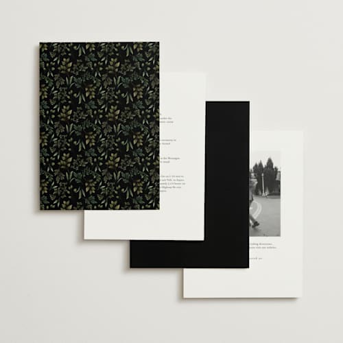 This is a black tie wedding invitations with standard by Susan Moyal called botanical love printing on signature in standard