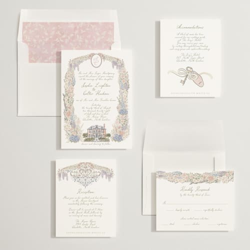 This is a petal wedding invitations with standard by Jenna Holcomb called charlotte printing on signature in standard