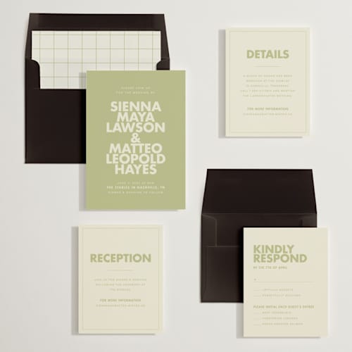 This is a lime wedding invitations with standard by Ellen Schlegelmilch called sienna printing on signature in standard