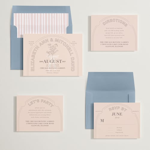 This is a blush wedding invitations with standard by Baumbirdy called sealed printing on signature in standard