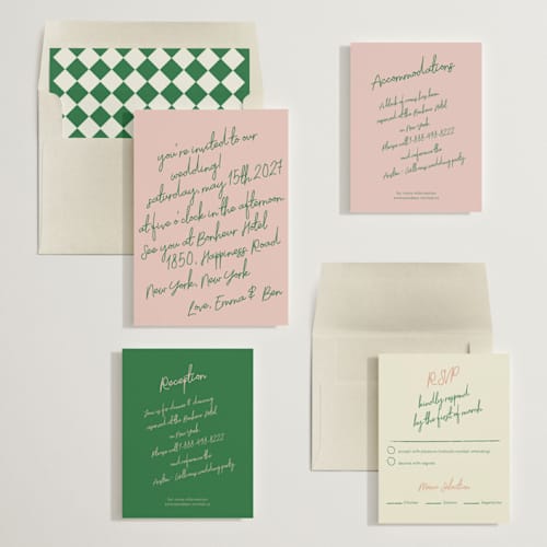 This is a avocado wedding invitations with standard by Helena Vitto called handwritten letter printing on signature in standard