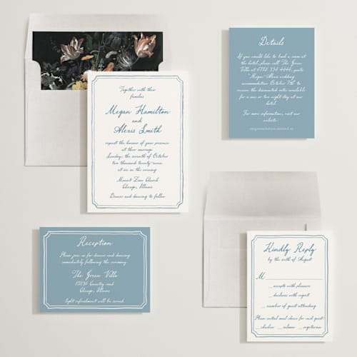 This is a neptune wedding invitations with standard by Cass Loh called handwritten printing on signature in standard