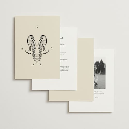 This is a ink wash wedding invitations with standard by Ani Somi called santa catalina printing on signature in standard
