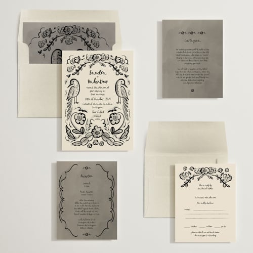 This is a ink wash wedding invitations with standard by Ani Somi called santa catalina printing on signature in standard