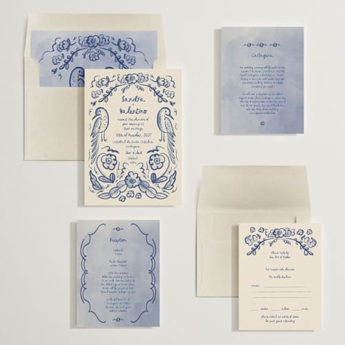 This is a marseille bleu wedding invitations with standard by Ani Somi called santa catalina printing on signature in standard