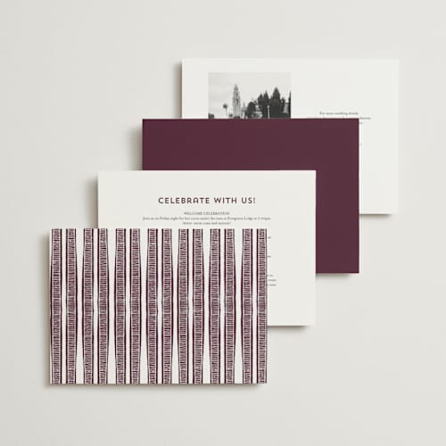 This is a wine wedding invitations with standard by Katharine Watson called block print frame printing on signature in standard
