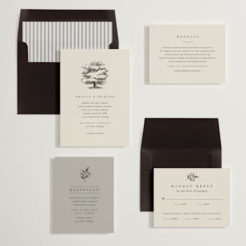 This is a dove wedding invitations with standard by Amy Kross called white oak printing on signature in standard