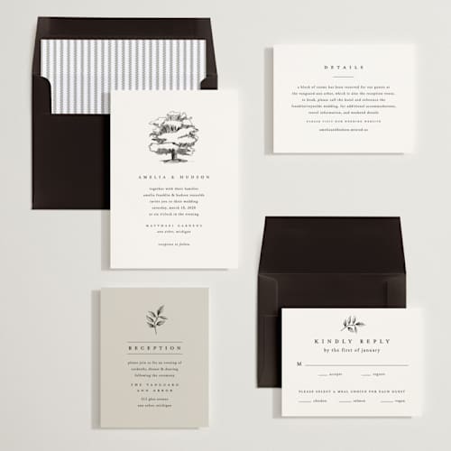 This is a cotton wedding invitations with standard by Amy Kross called white oak printing on signature in standard