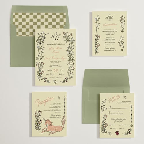 This is a rosebud wedding invitations with standard by Helena Vitto called love rests in a garden printing on signature in standard