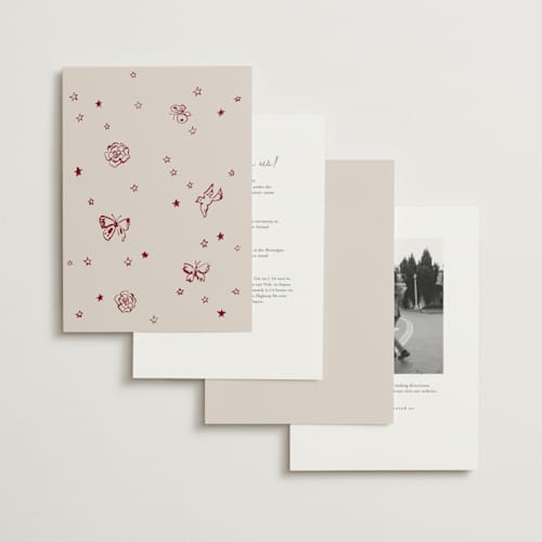 This is a wine wedding invitations with standard by Cass Loh called simple monogram printing on signature in standard