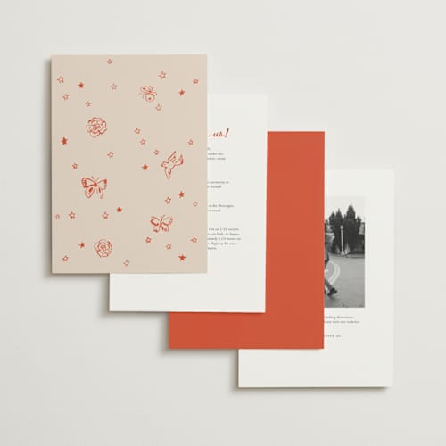 This is a apricot wedding invitations with standard by Cass Loh called simple monogram printing on signature in standard