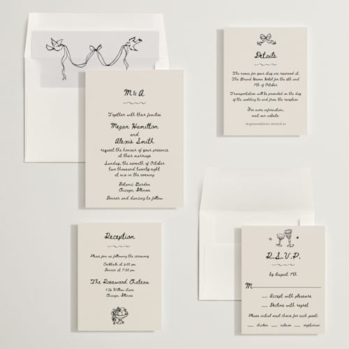 This is a lace wedding invitations with standard by Cass Loh called simple monogram printing on signature in standard