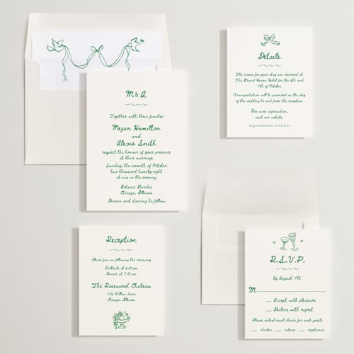 This is a meadow wedding invitations with standard by Cass Loh called simple monogram printing on signature in standard