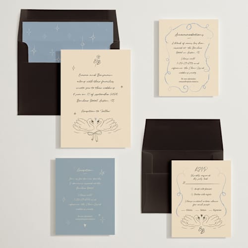 This is a dream wedding invitations with standard by Helena Vitto called the swan printing on signature in standard