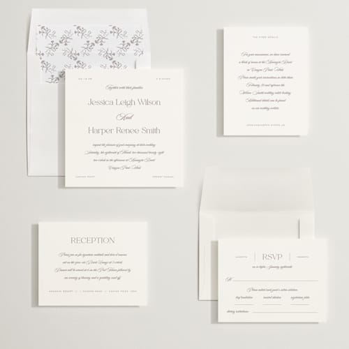 This is a cinnamon slate wedding invitations with standard by Jennifer Postorino called modern romance printing on signature in standard