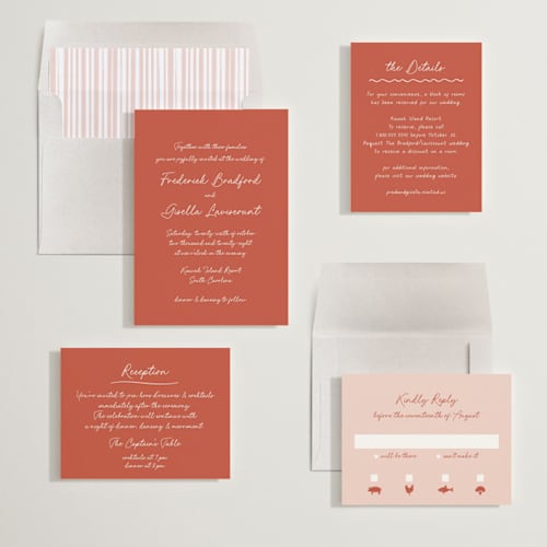 This is a coral wedding invitations with standard by chocomocacino called strazzate printing on signature in standard