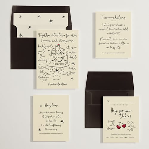 This is a champagne wedding invitations with standard by Helena Vitto called modern love printing on signature in standard