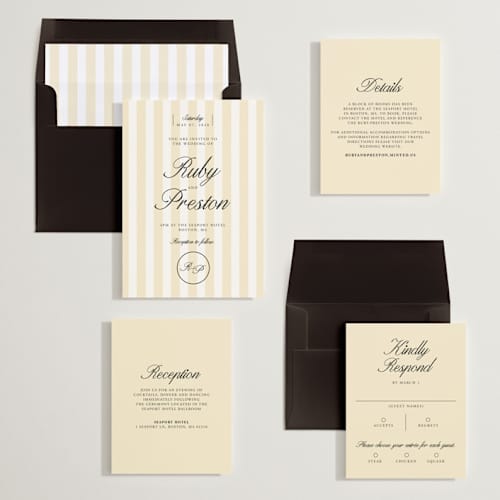 This is a sunshine wedding invitations with standard by Jen Ramsey called elegant and formal printing on signature in standard