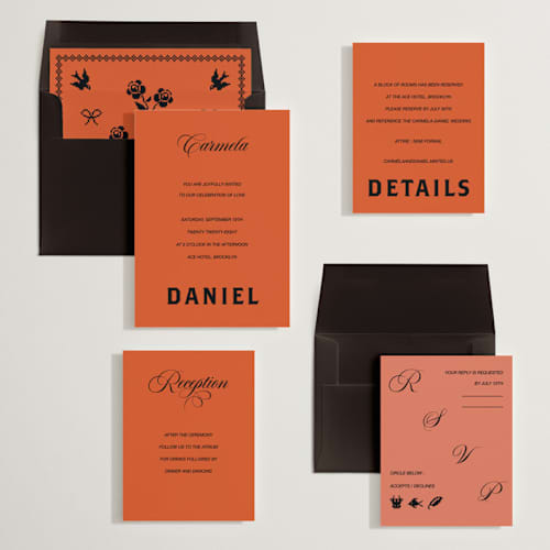 This is a amaro wedding invitations with standard by Studio Suku called bold and demure printing on signature in standard