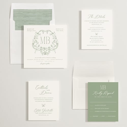 This is a leaf wedding invitations with standard by Sherley Ferreira called eternal grace printing on signature in standard