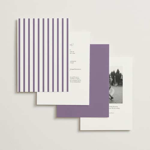 This is a lavender wedding invitations with standard by Cass Loh called quirky fun printing on signature in standard
