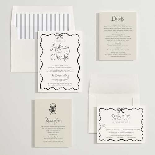 This is a tuxedo wedding invitations with standard by Cass Loh called quirky fun printing on signature in standard