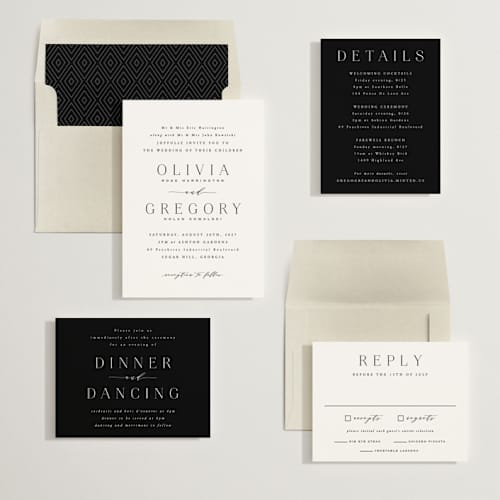 This is a lily wedding invitations with standard by Hooray Creative called classy type printing on signature in standard