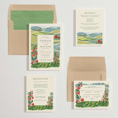 This is a barn wedding invitations with standard by Paper Sun Studio called farm and field printing on signature in standard