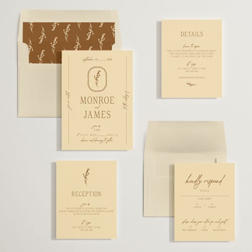This is a bark wedding invitations with standard by Jen Ramsey called classic and floral printing on signature in standard