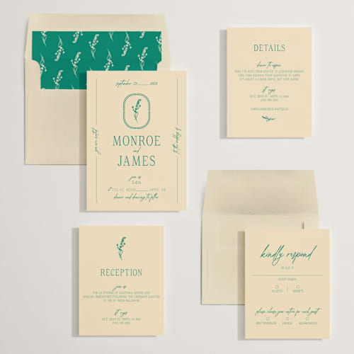 This is a emerald wedding invitations with standard by Jen Ramsey called classic and floral printing on signature in standard